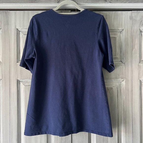 Torrid Navy Blue Short Sleeve Tee with Tie Neckline. Size 2 - Picture 2 of 7